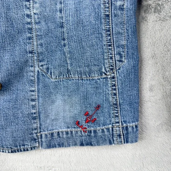 Lauren Ralph Lauren LRL Denim Chore Jacket Womens S Pockets Embellished Buttons - Picture 12 of 16